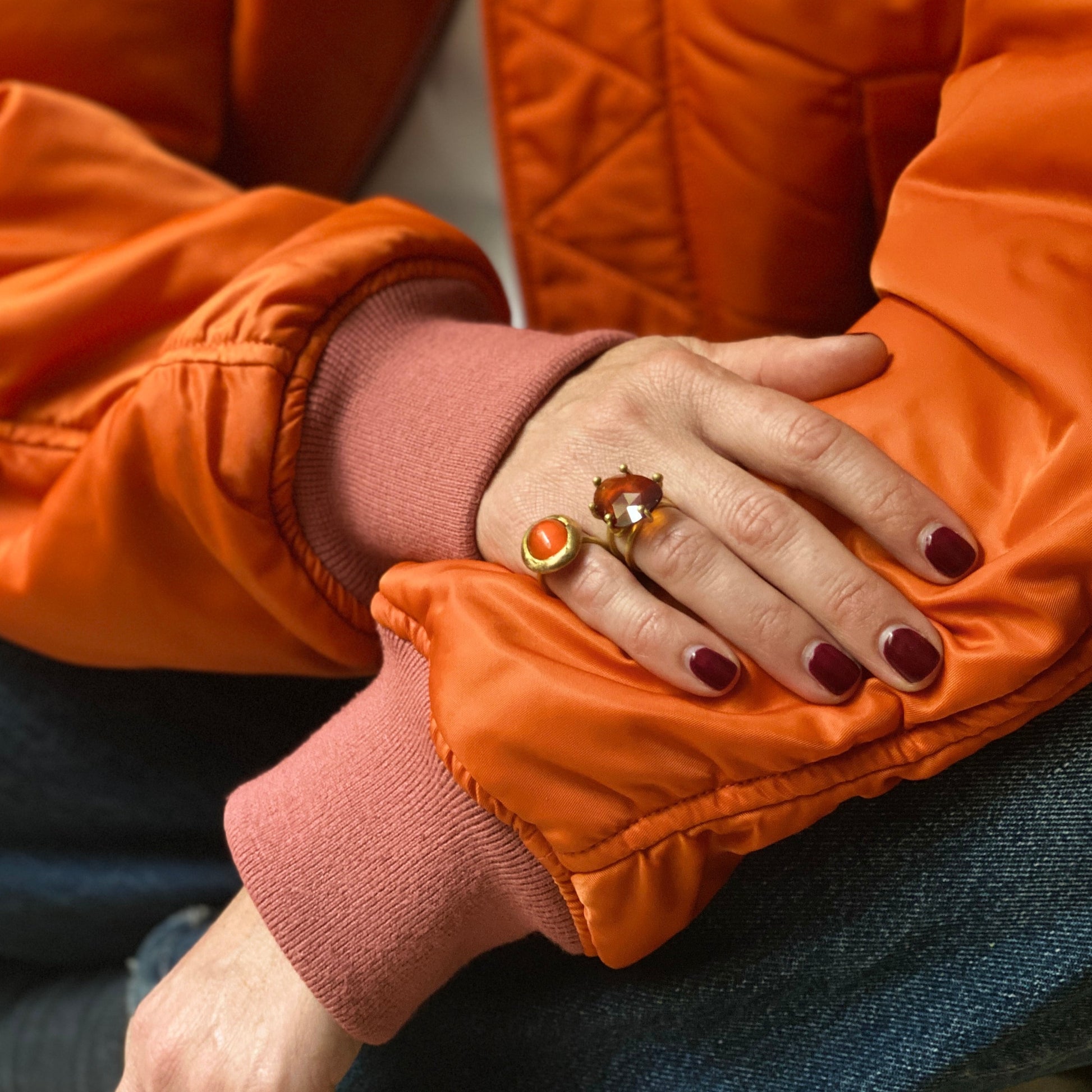 Hessonite Claws Ring