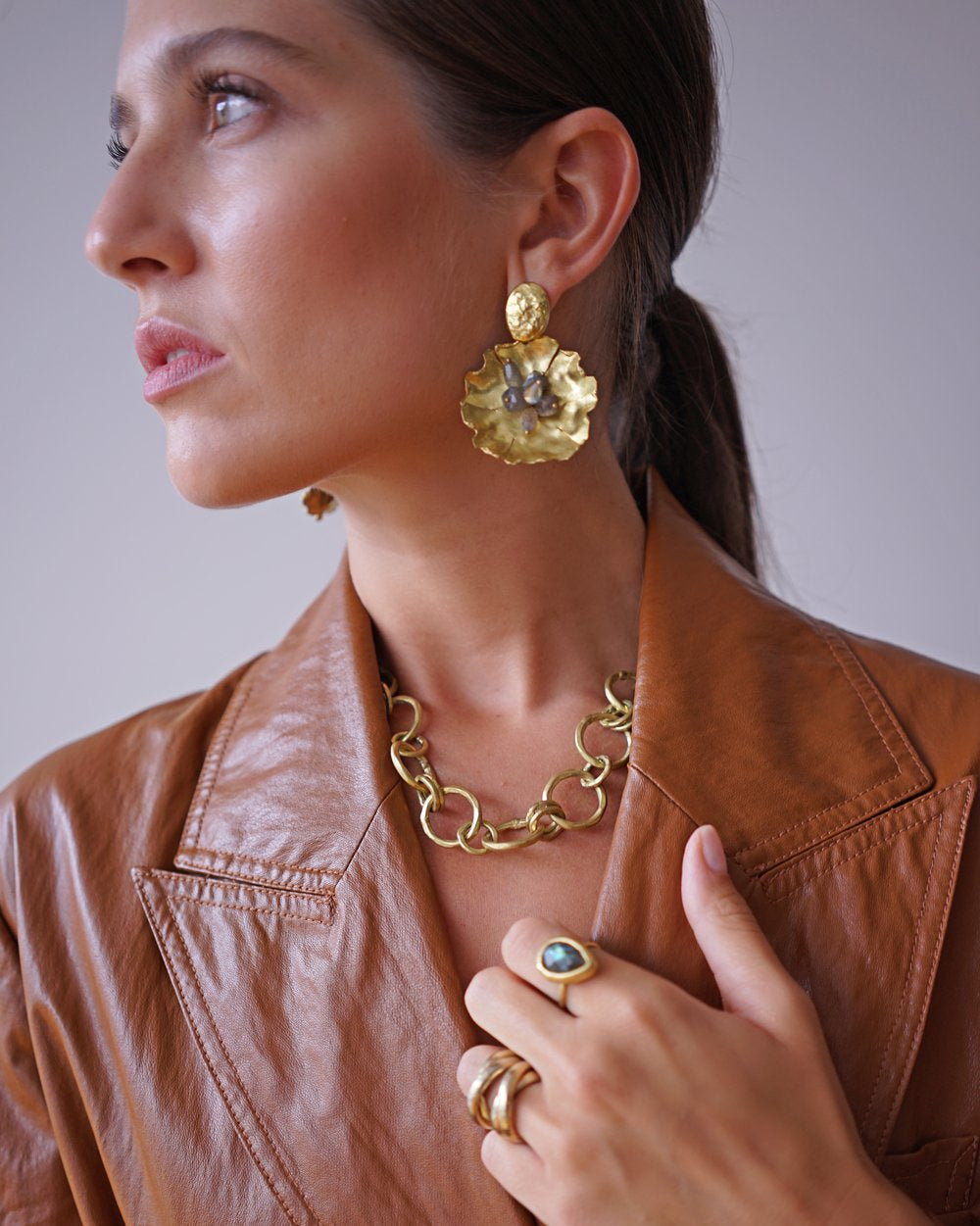 Pendientes Flor y Labradoritas
