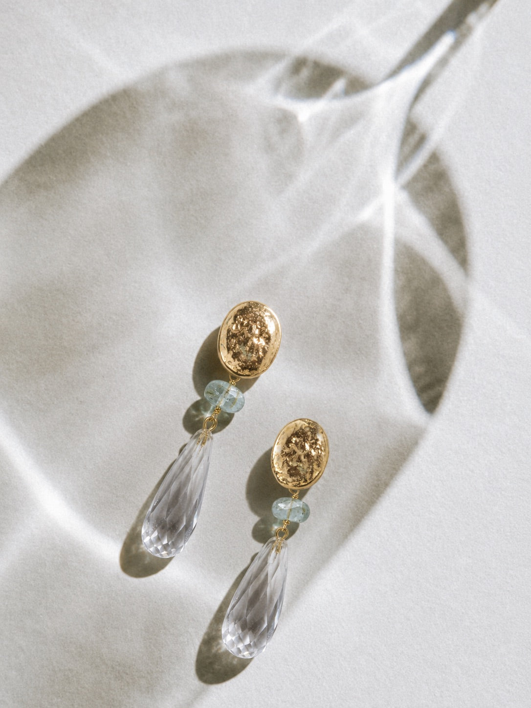 Pendientes pepa con Aguamarina y cristal