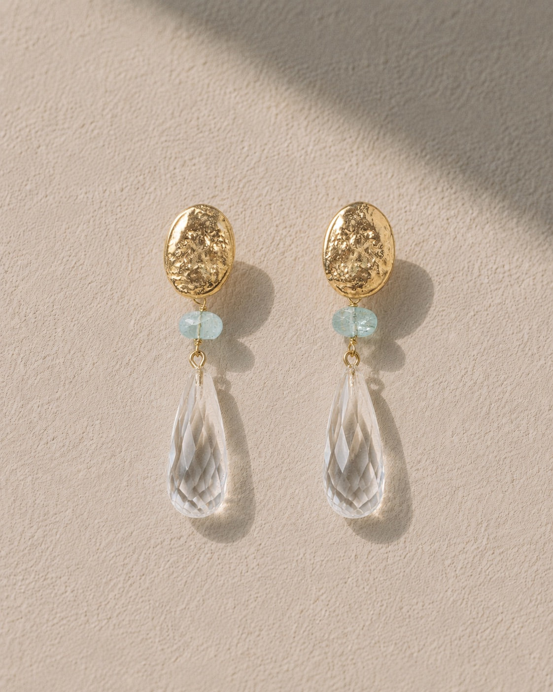 Pendientes pepa con Aguamarina y cristal
