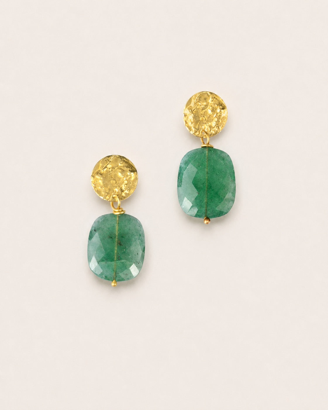 Coin Earrings with Green Quartz