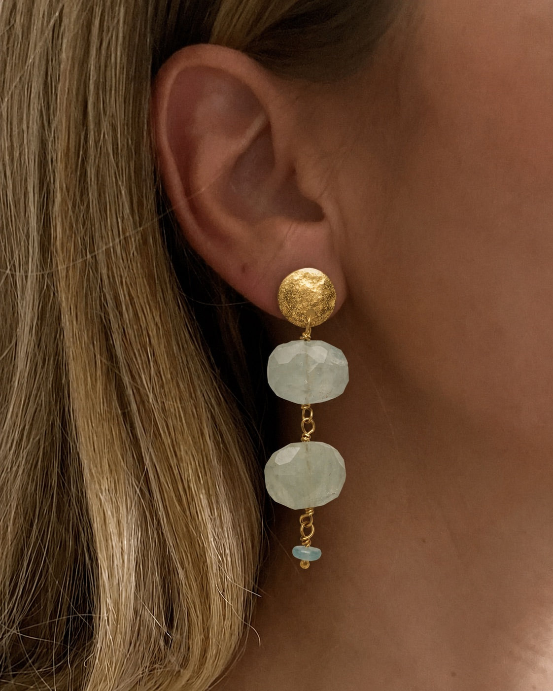 Pendientes Moneda y Aguamarinas