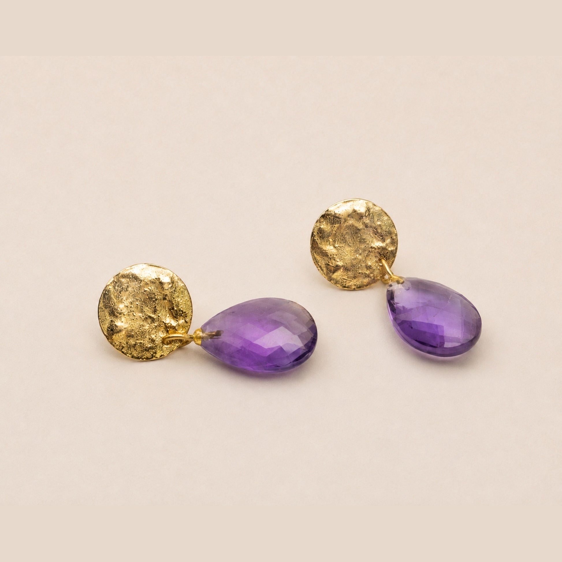 Coin Earrings with Amethyst