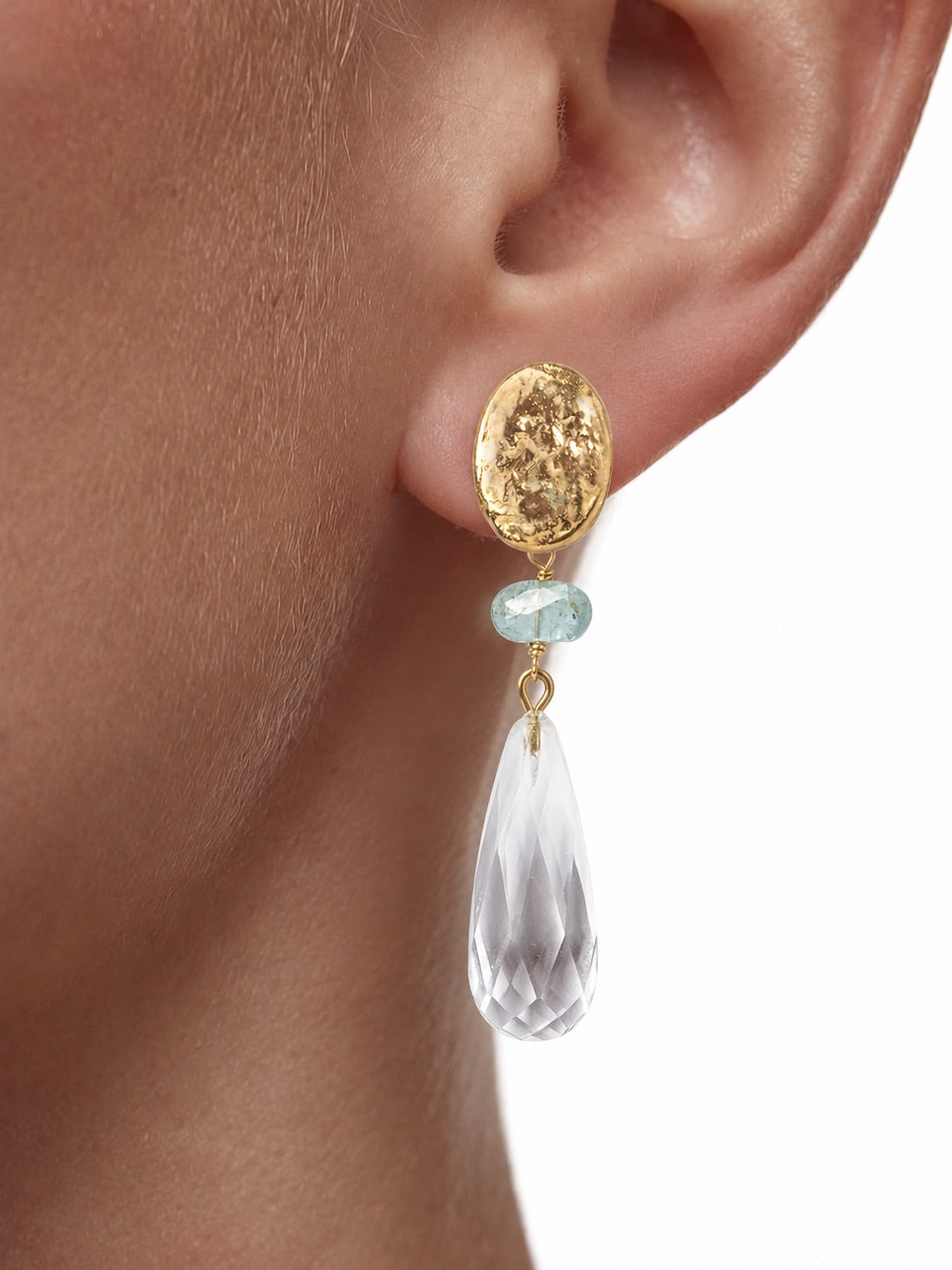 Pendientes pepa con Aguamarina y cristal