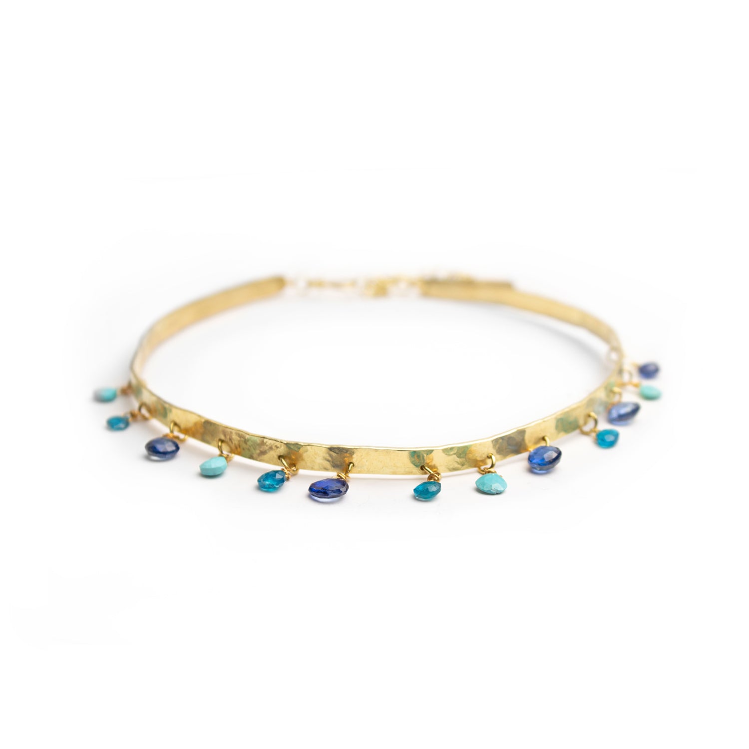 Hammered choker with Apatite, Turquoise, Topaz and Kaynite