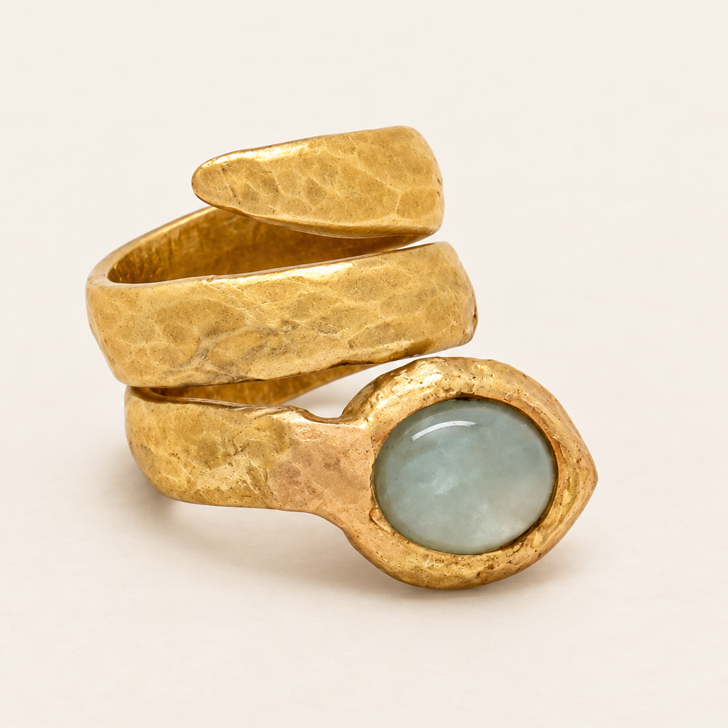 Anillo Serpiente Aguamarina