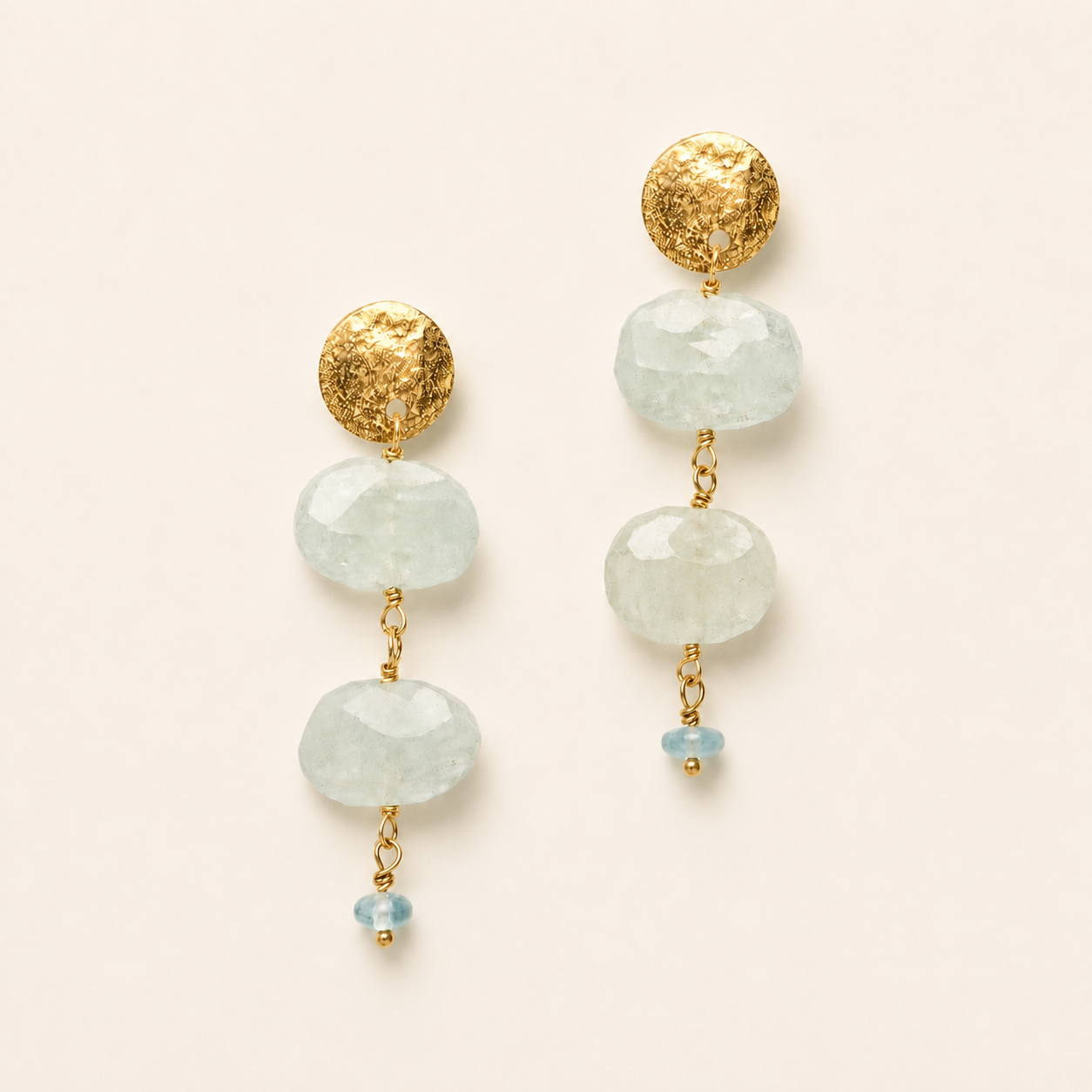 Coin and Aquamarines Earrings