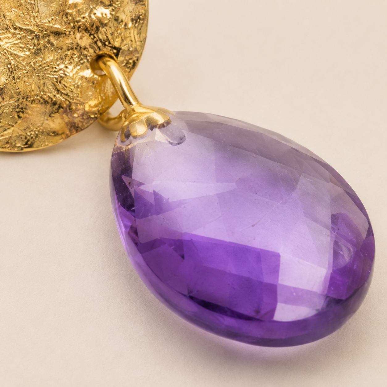 Coin Earrings with Amethyst