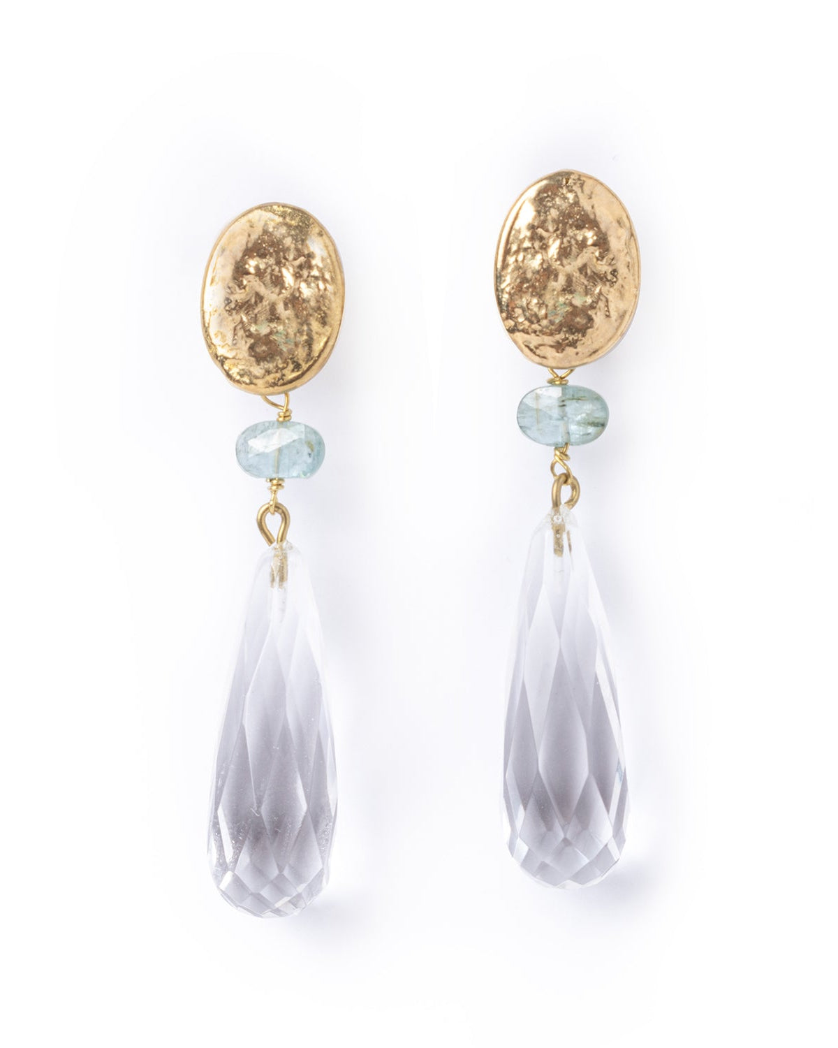 Pendientes pepa con Aguamarina y cristal