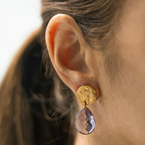 Pendientes Moneda con Amatista