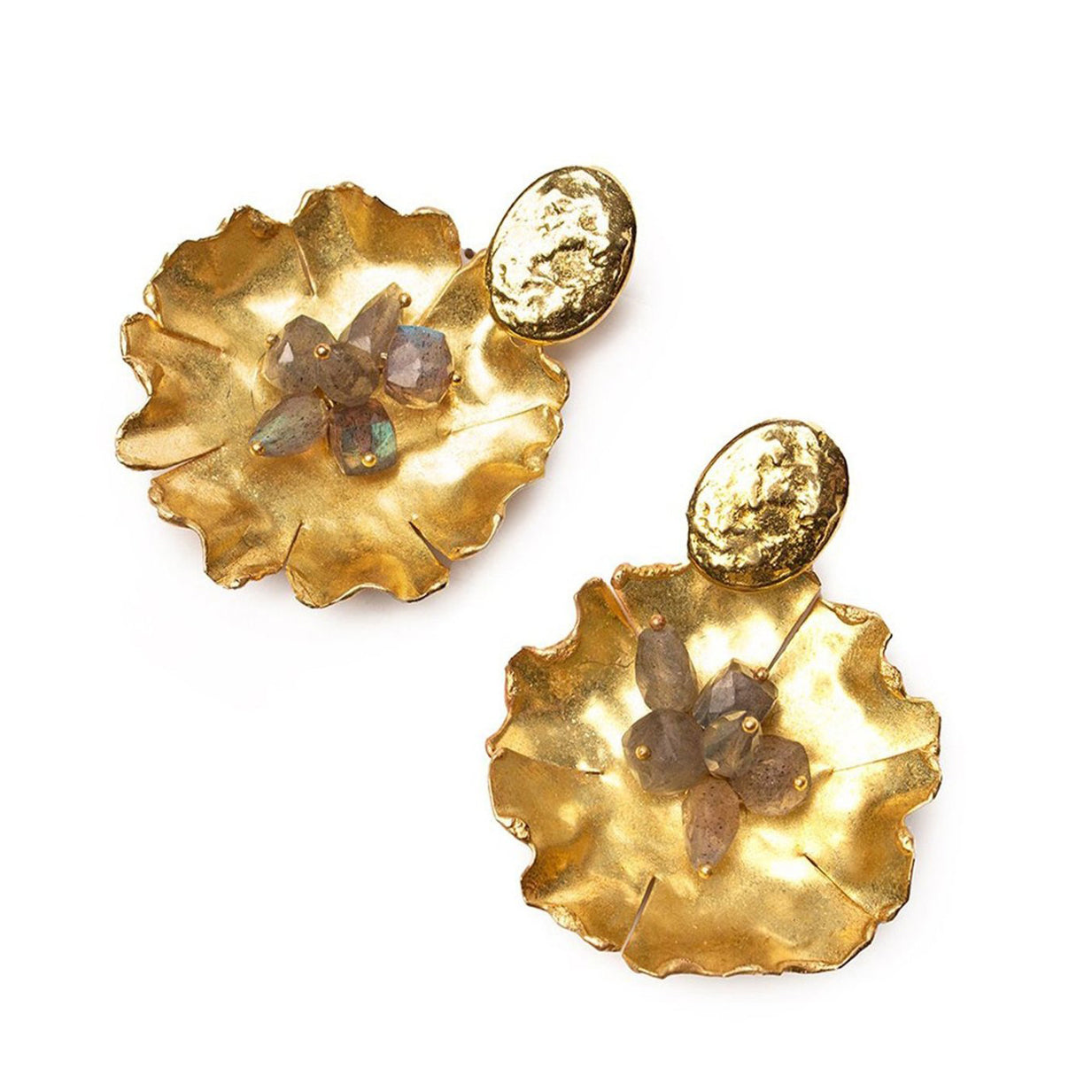 Pendientes Pepita con flor y Labradoritas