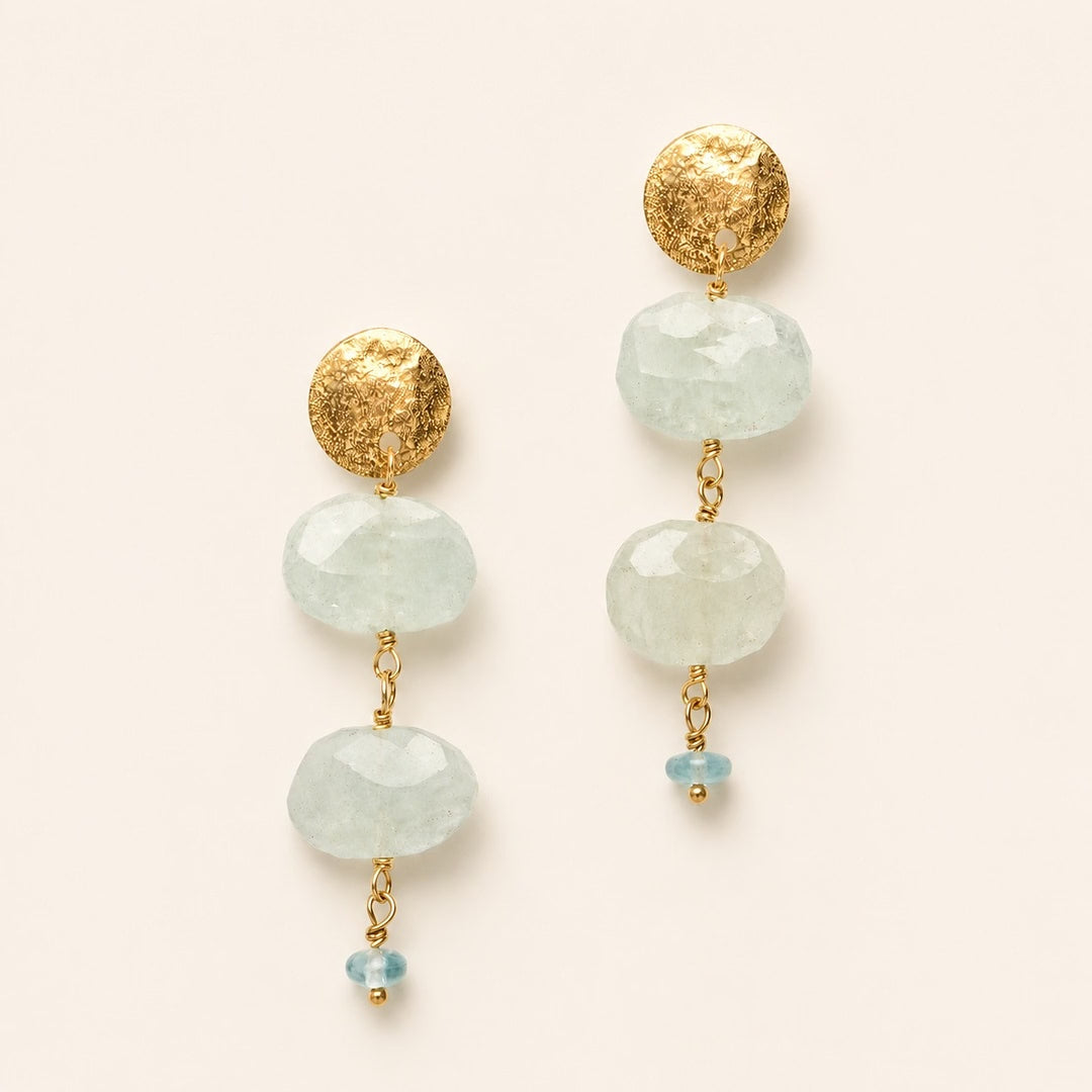 Coin and Aquamarines Earrings