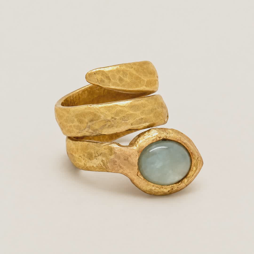 Anillo Serpiente Aguamarina