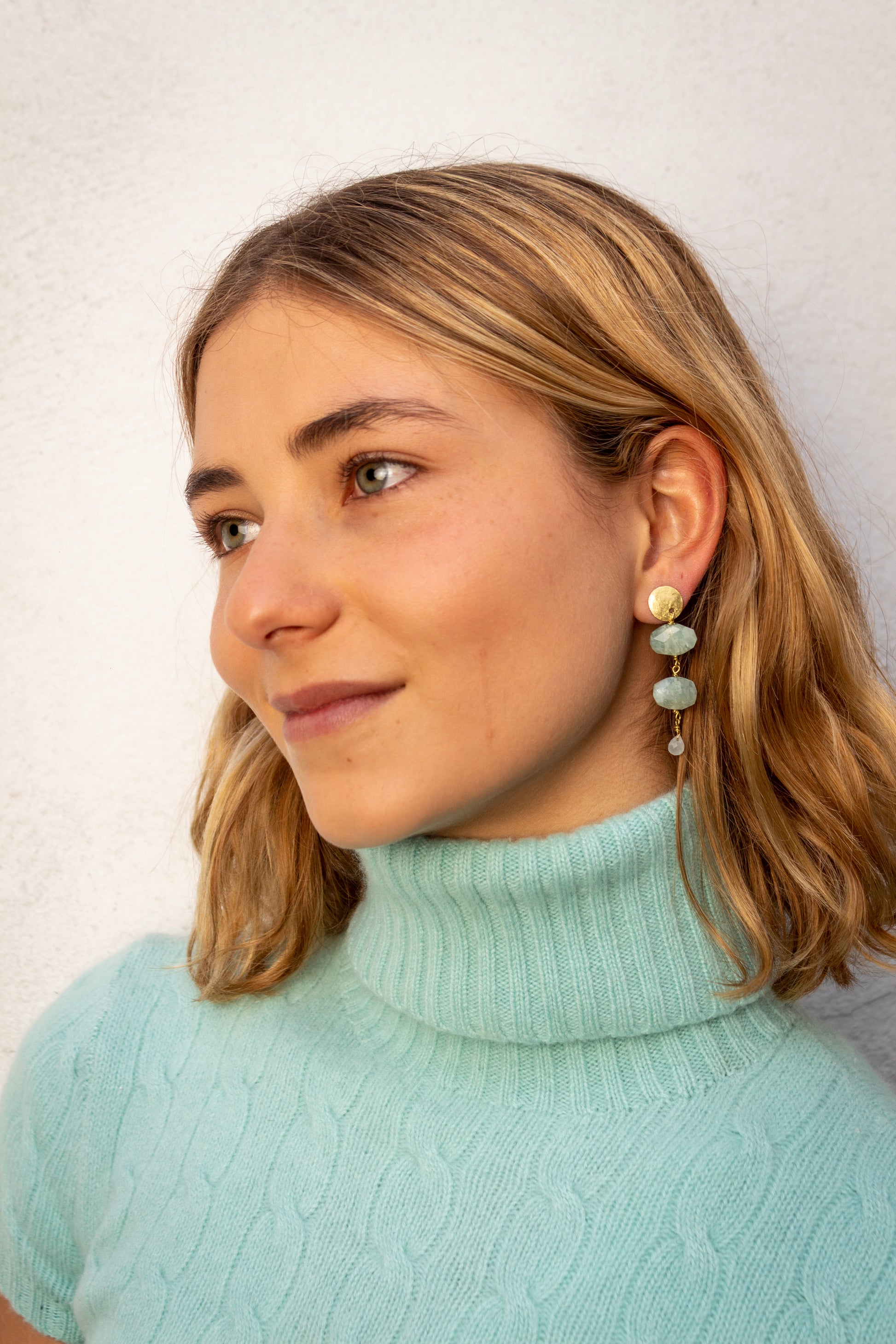 Pendientes Moneda y Aguamarinas
