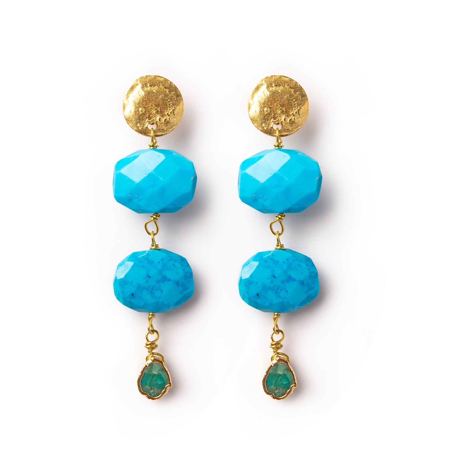 Pendientes Moneda con Howlite y Turquesa