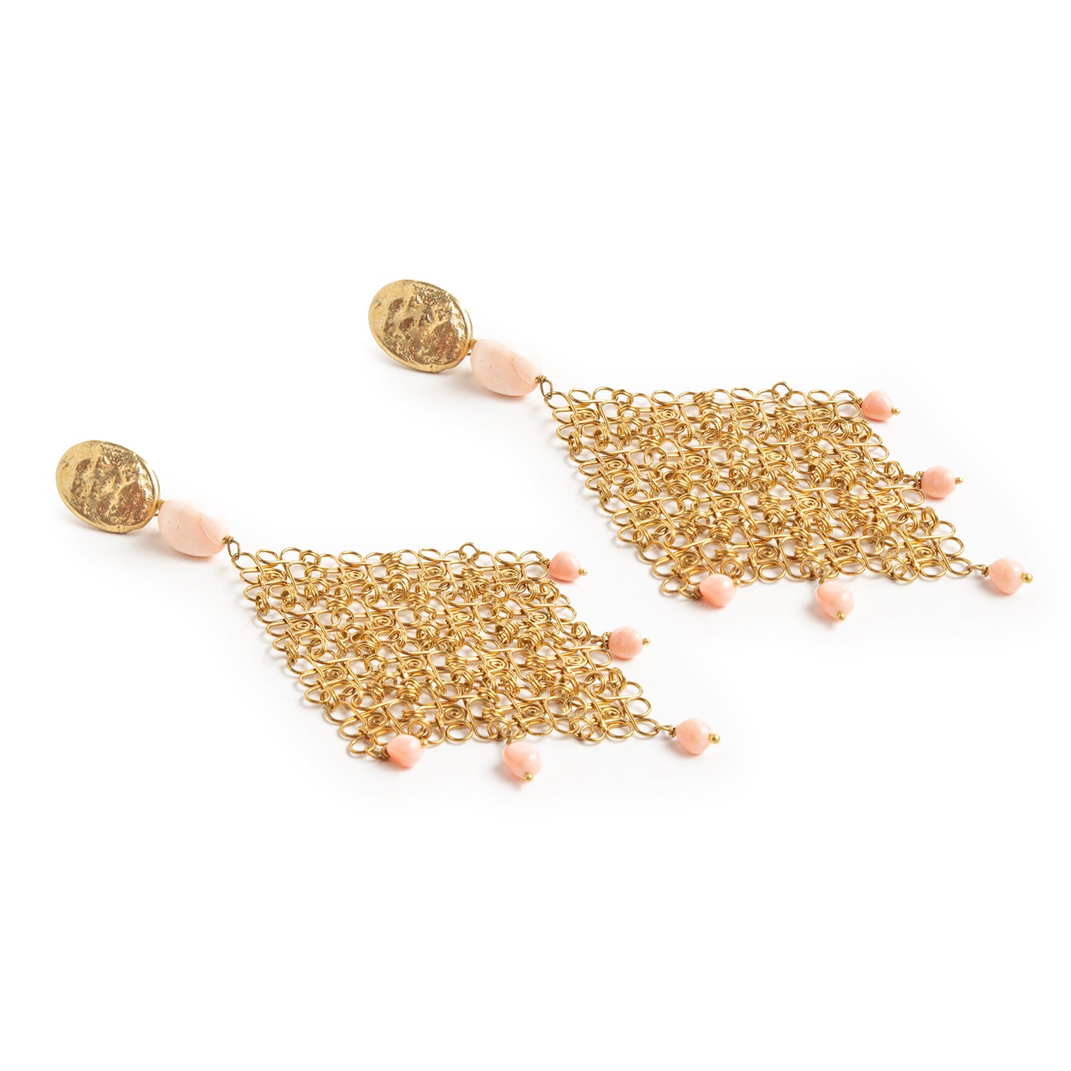 Filigree Earrings with Coral