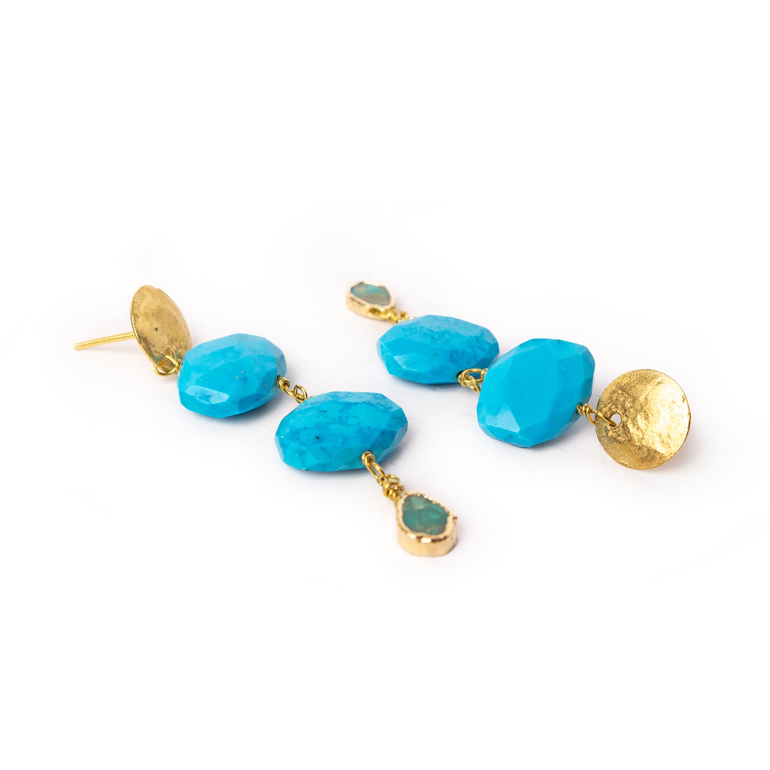 Pendientes Moneda con Howlite y Turquesa
