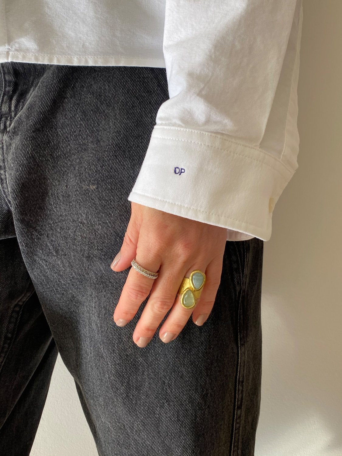 Two Drops Aquamarine Ring