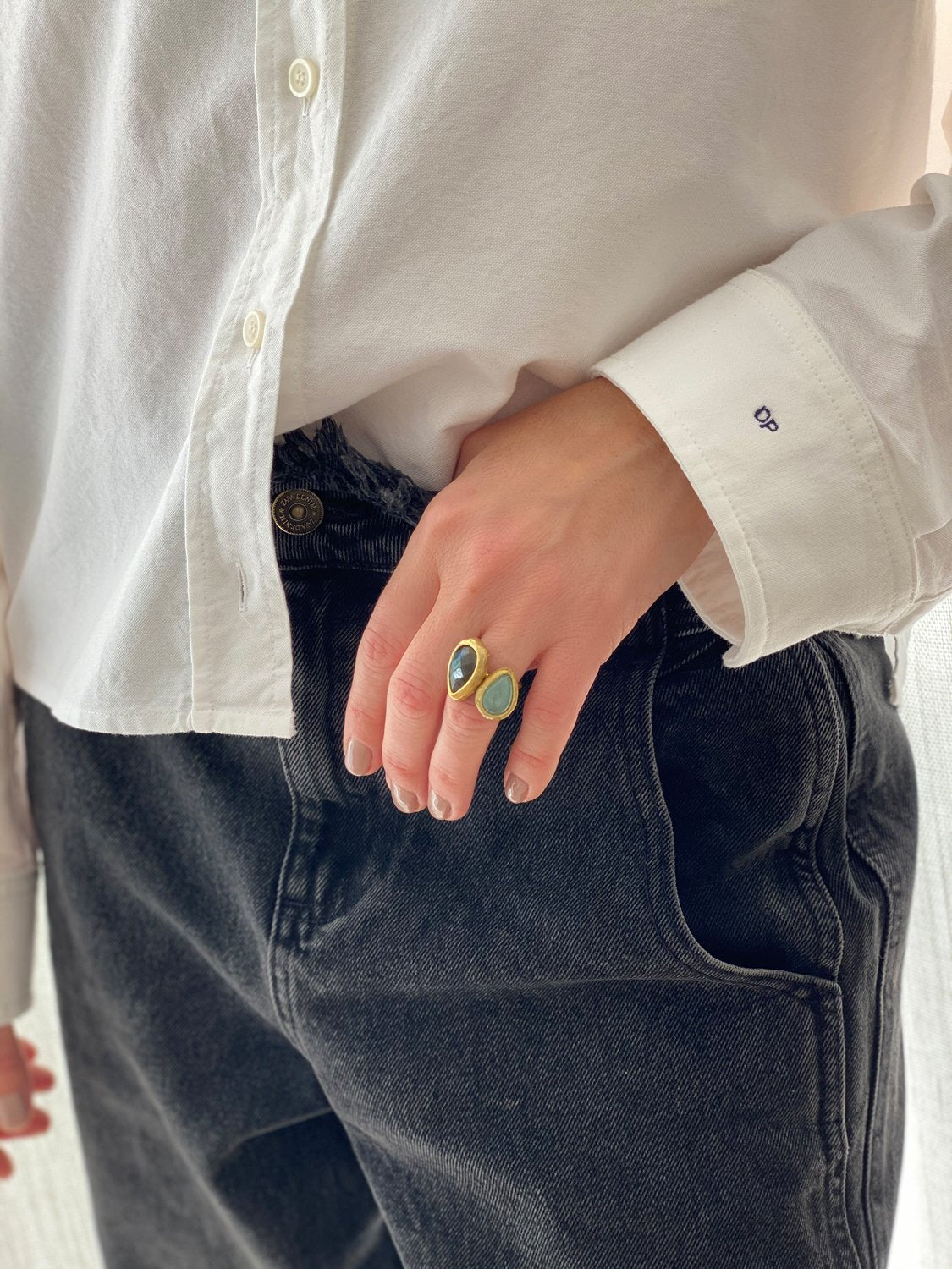 Anillo Gota Aguamarina