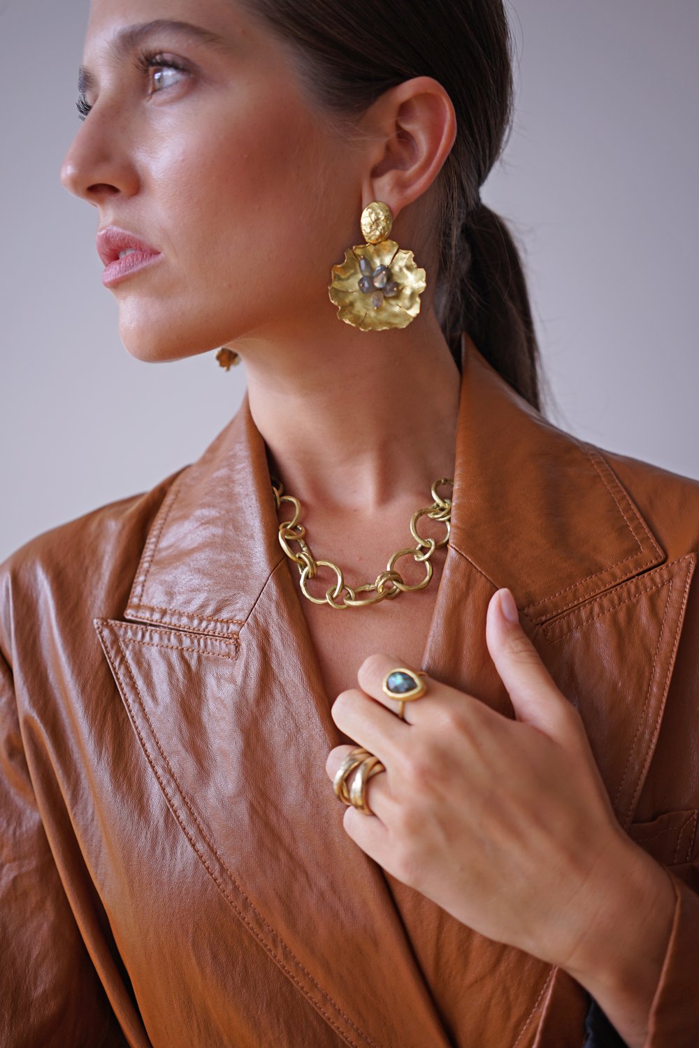 Pendientes Pepita con flor y Labradoritas