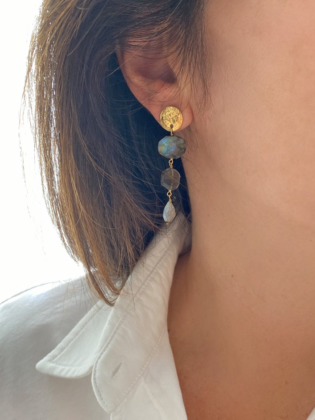 Pendientes Moneda 3 Labradoritas