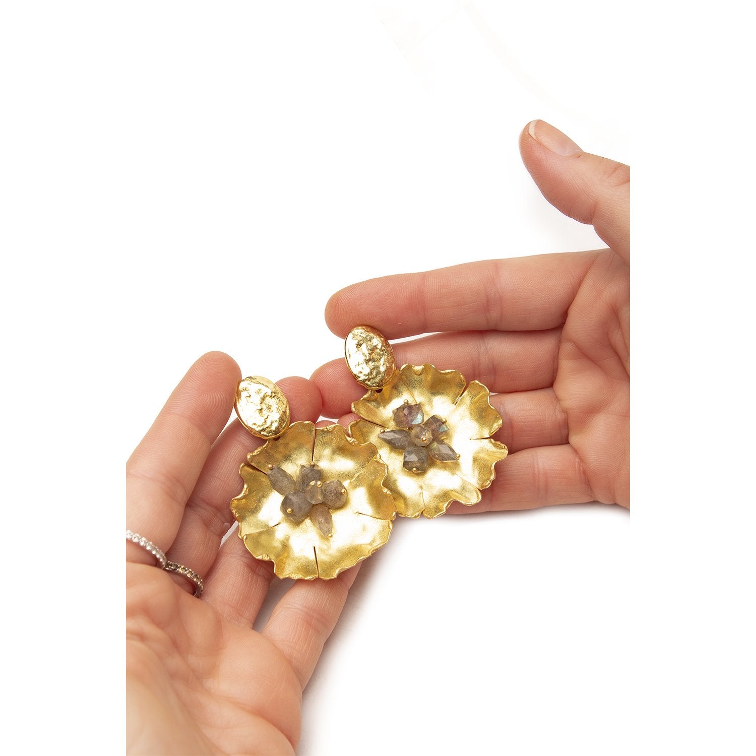 Pendientes Pepita con flor y Labradoritas