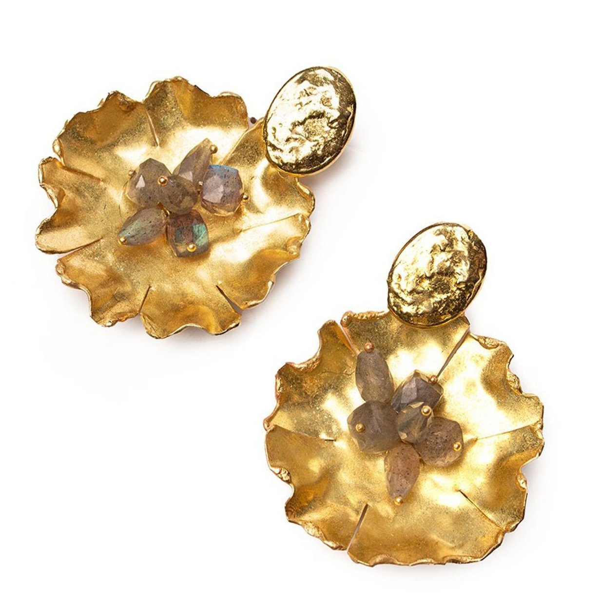 Pendientes Pepita con flor y Labradoritas